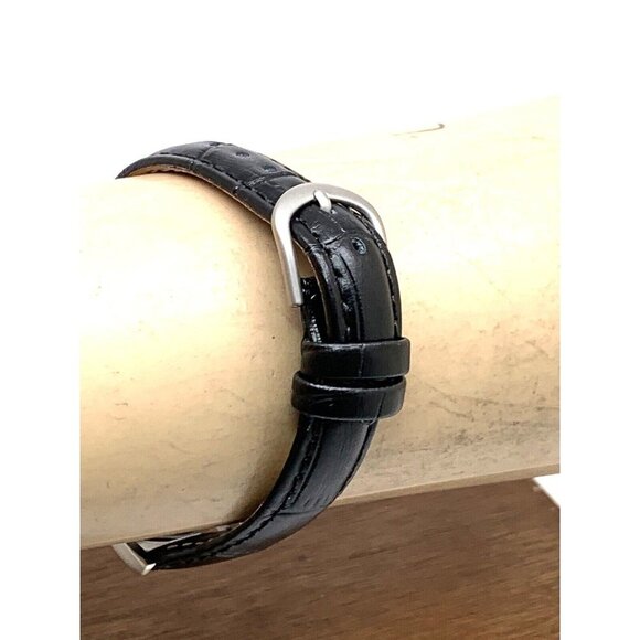 Disney Women's Watch Mickey Mouse Silver Dial Quartz Black Leather Band 27mm - Picture 9 of 13